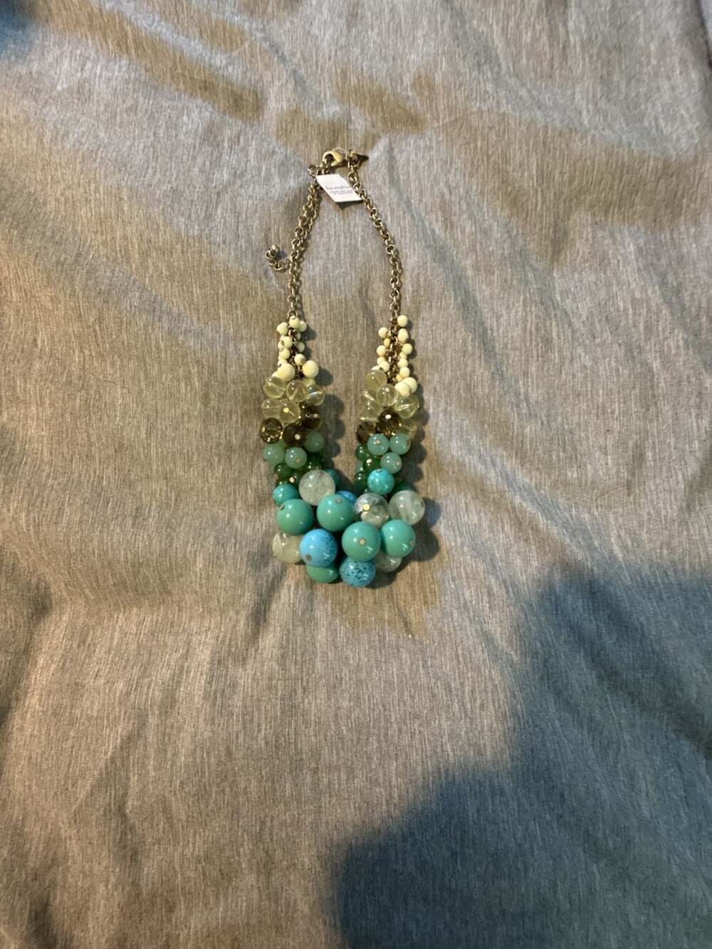 Lia Sophia Regatta Cluster Statement Necklace with Blue and Green Beads